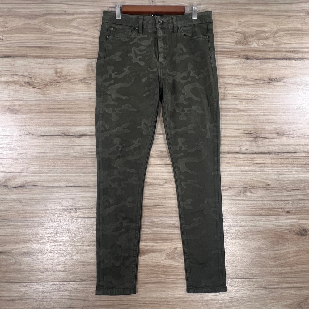 Joe's Jeans The Icon Mid Rise Skinny Ankle Camo Pants Olive Green Tacky Feel